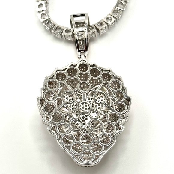 Iced out 14K White Gold Plated over Brass Clown Necklace - Picture 3 of 8